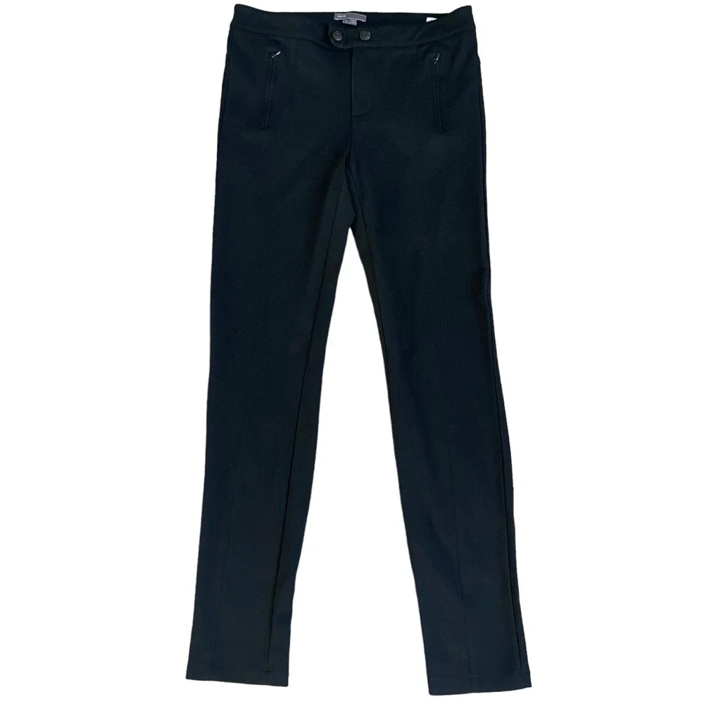 Vince Dress Pants Women 8 Black Knit Slim Stretch Minimalist Classic